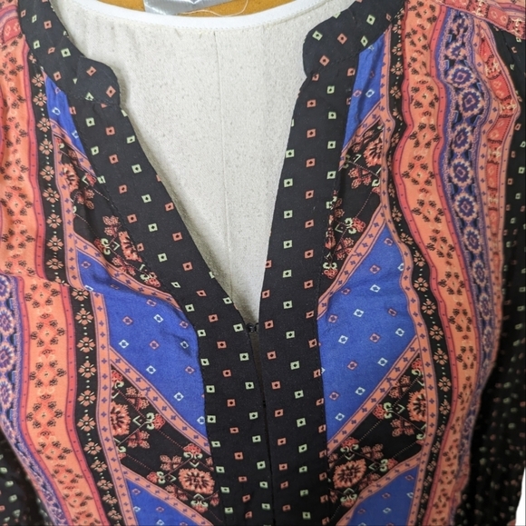 Free People High-Low Hem Black Multicolor Boho w/Geometric ...Size Small - Picture 2 of 6
